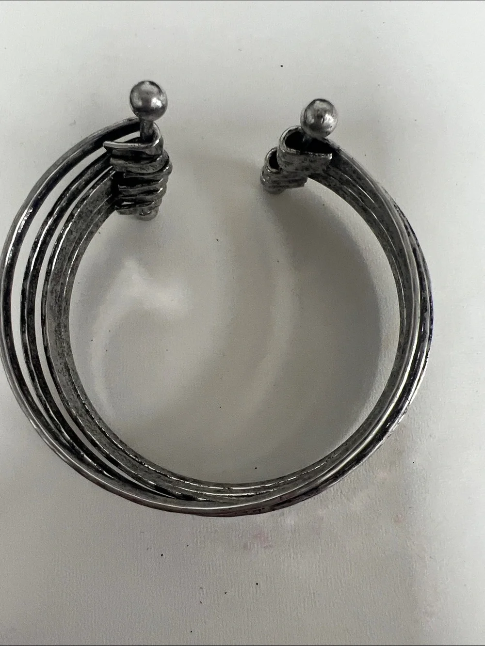 Silver Tone Hammered Multi-Bangle Bracelet Set